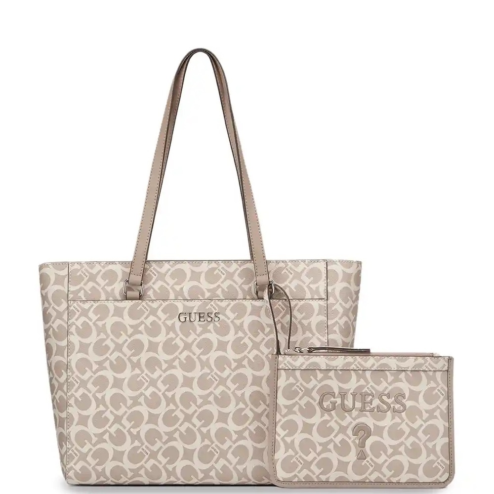 GUESS Taupe Monogram Tote
